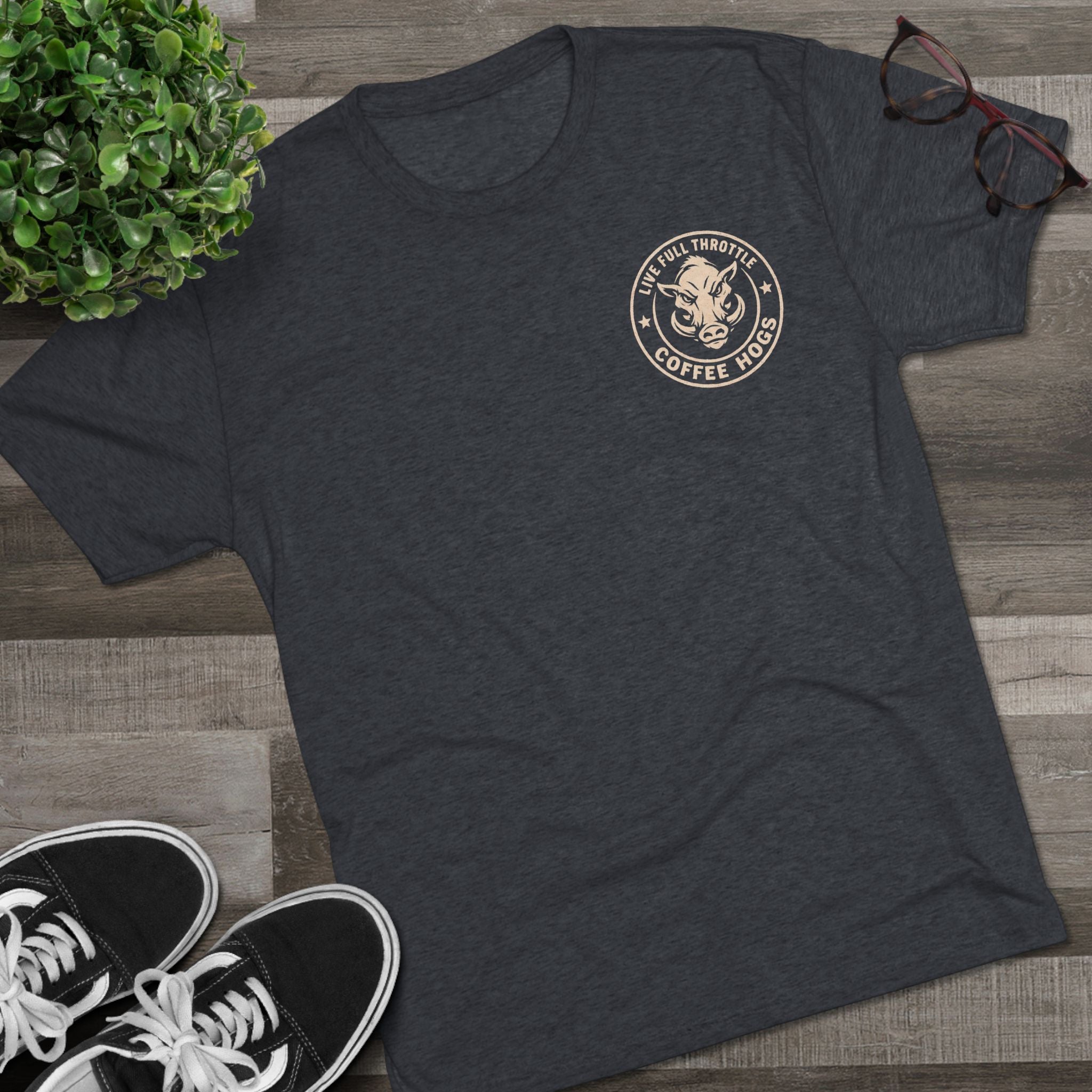 Grip It Sip It Rip It T‑Shirt — Coffee Hogs Logo Crew Tee