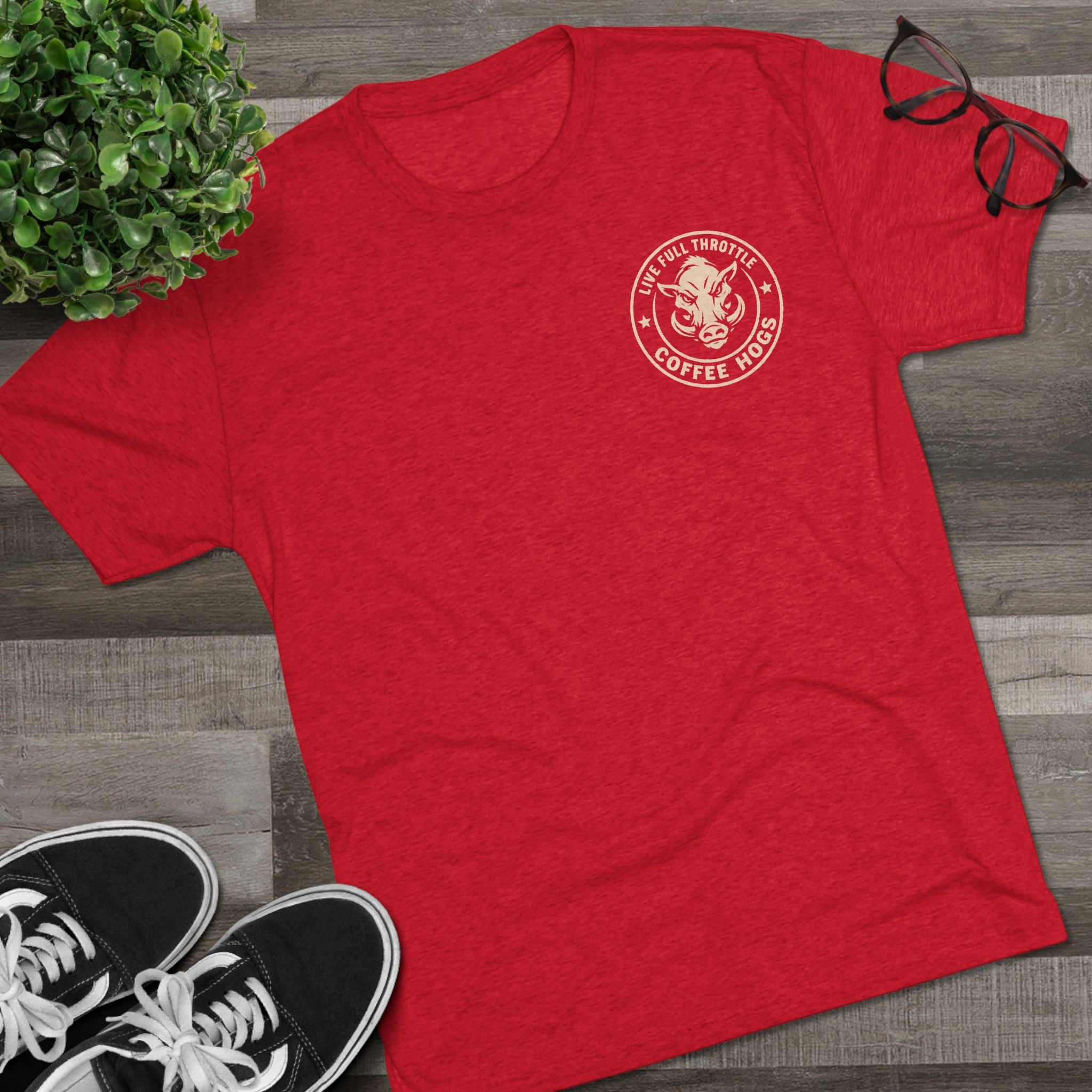 Grip It Sip It Rip It T‑Shirt — Coffee Hogs Logo Crew Tee