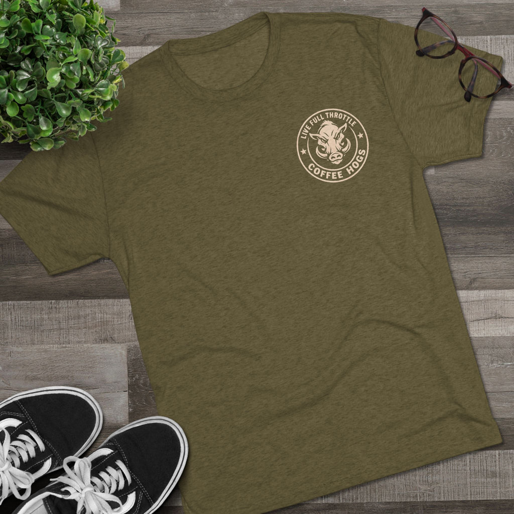 Grip It Sip It Rip It T‑Shirt — Coffee Hogs Logo Crew Tee