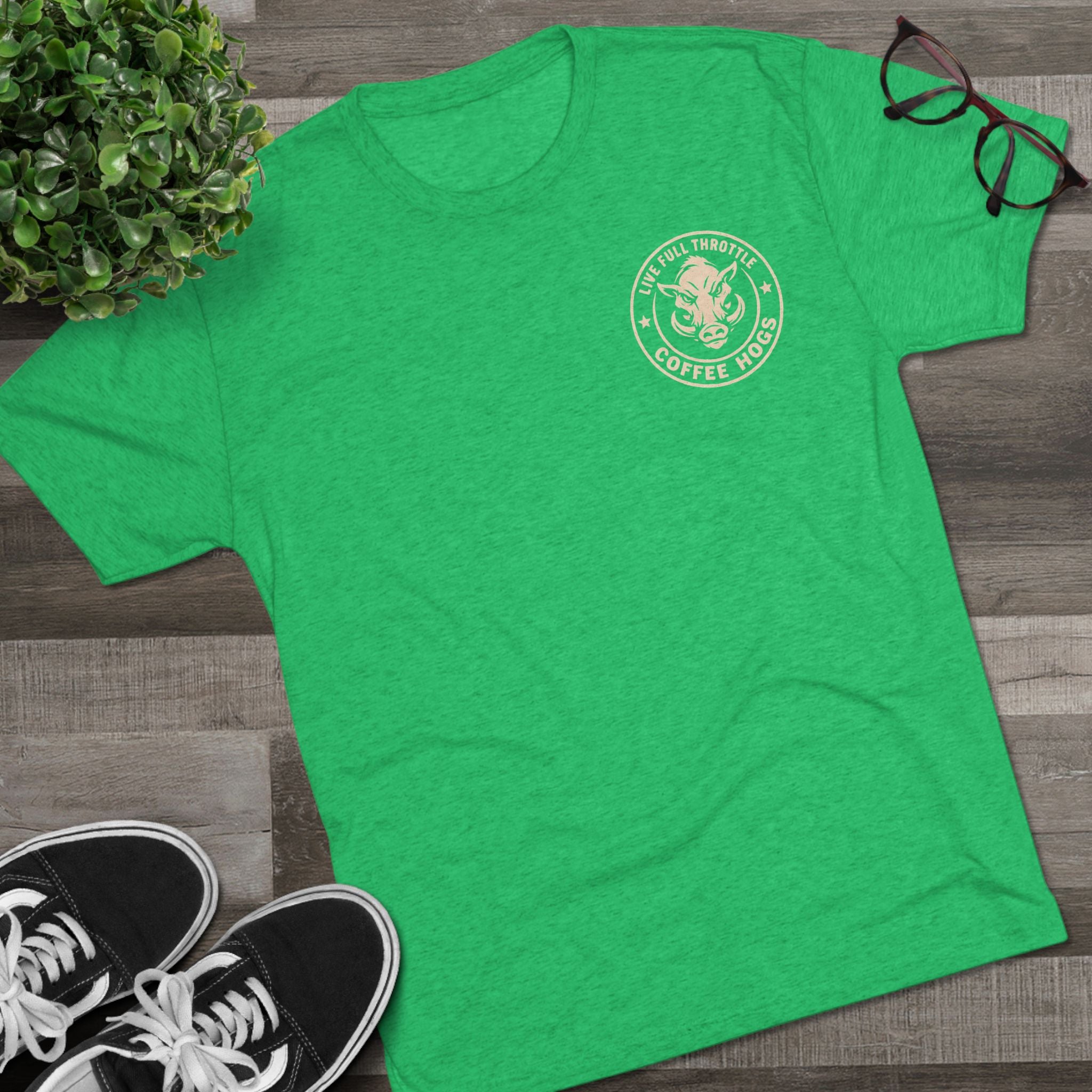 Grip It Sip It Rip It T‑Shirt — Coffee Hogs Logo Crew Tee